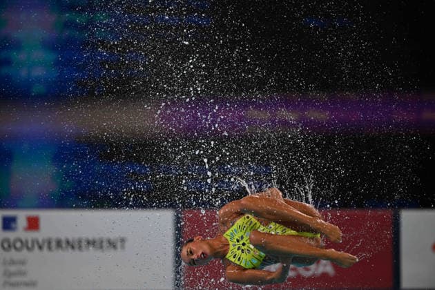 France, Paris, Centre Aquatique Olympique Metropole du Grand Paris, July 31, 2026, European Aquatics Championships, Artistic Swimming, Day 1, Duet Free Preliminary, Enrica Piccoli and Lucrezia Ruggiero of Italy. Photo by Eibner Pressefoto, Tino Henschel. European Aquatics Championships, Artistic Swimming, Day 1, Duet Free Preliminary, Paris Copyright: xEibnerxPressefotox