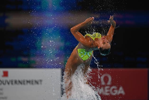 France, Paris, Centre Aquatique Olympique Metropole du Grand Paris, July 31, 2026, European Aquatics Championships, Artistic Swimming, Day 1, Duet Free Preliminary, Enrica Piccoli and Lucrezia Ruggiero of Italy. Photo by Eibner Pressefoto, Tino Henschel. European Aquatics Championships, Artistic Swimming, Day 1, Duet Free Preliminary, Paris Copyright: xEibnerxPressefotox