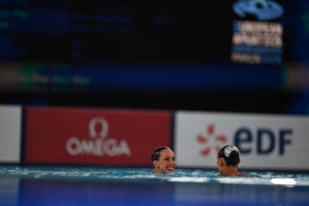 France, Paris, Centre Aquatique Olympique Metropole du Grand Paris, July 31, 2026, European Aquatics Championships, Artistic Swimming, Day 1, Duet Free Preliminary, Enrica Piccoli and Lucrezia Ruggiero of Italy. Photo by Eibner Pressefoto, Tino Henschel. European Aquatics Championships, Artistic Swimming, Day 1, Duet Free Preliminary, Paris Copyright: xEibnerxPressefotox