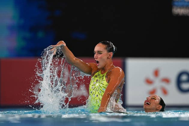 France, Paris, Centre Aquatique Olympique Metropole du Grand Paris, July 31, 2026, European Aquatics Championships, Artistic Swimming, Day 1, Duet Free Preliminary, Enrica Piccoli and Lucrezia Ruggiero of Italy. Photo by Eibner Pressefoto, Tino Henschel. European Aquatics Championships, Artistic Swimming, Day 1, Duet Free Preliminary, Paris Copyright: xEibnerxPressefotox