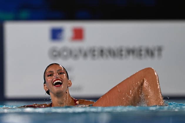 France, Paris, Centre Aquatique Olympique Metropole du Grand Paris, July 31, 2026, European Aquatics Championships, Artistic Swimming, Day 1, Duet Free Preliminary, Catherine Kunin and Aya Mazor of Israel. Photo by Eibner Pressefoto, Tino Henschel. European Aquatics Championships, Artistic Swimming, Day 1, Duet Free Preliminary, Paris Copyright: xEibnerxPressefotox