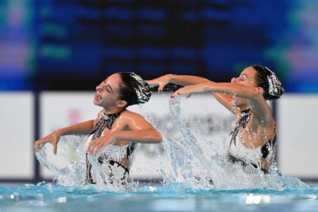 France, Paris, Centre Aquatique Olympique Metropole du Grand Paris, July 31, 2026, European Aquatics Championships, Artistic Swimming, Day 1, Duet Free Preliminary, Ana Culic and Thea Grima Buttigieg of Malta. Photo by Eibner Pressefoto, Tino Henschel. European Aquatics Championships, Artistic Swimming, Day 1, Duet Free Preliminary, Paris Copyright: xEibnerxPressefotox