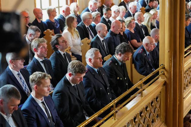 Funeral for rower Olaf Tufte, Horten, July 31, 2026. Olaf Karl Tufte’s funeral at Horten Church on Friday. Photo: Terje Bendiksby, NTB POOL, Horten, Norway. EDITORIAL USE ONLY. RESTRICTED USE FOR BETTING COMPANIES.  Copyright: xTerjexBendiksbyx xNTBx