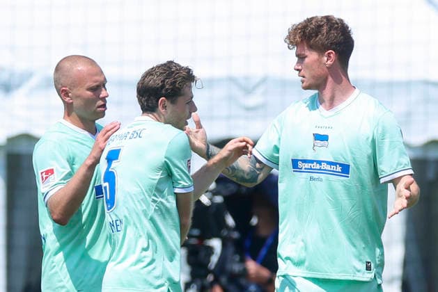 Sebastian Gronning Andersen of Hertha BSC Berlin celebrates his goal with his teammates, Friendly match, 1. FC Köln vs. Hertha BSC Berlin, Koasastadion on July 31, 2026, in St. Johann in Tirol, Austria Photo by Marco Steinbrenner DeFodi Images Sebastian Gronning Andersen of Hertha BSC Berlin celebrates his goal with teammates, Friendly match, 1 FC Köln vs. Hertha BSC Berlin, Koasastadion, July 31, 2026, in St. Johann in Tirol, Austria. Photo by Marco Steinbrenner, DeFodi Images