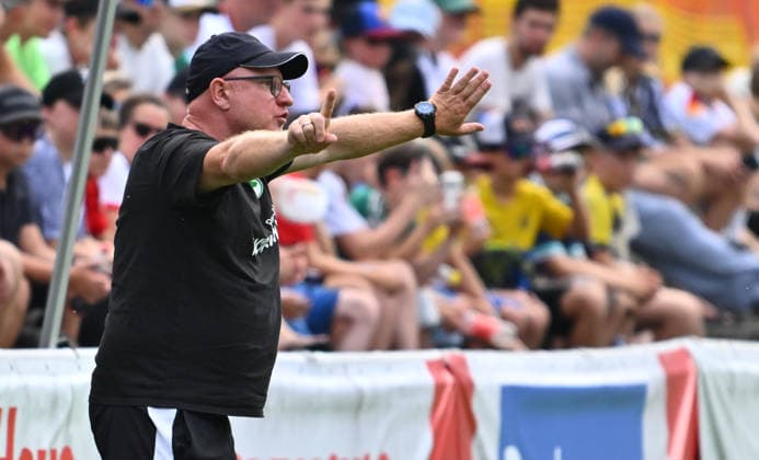 July 31, 2026 Soccer Season 2026–2027 Exhibition Match Friendly Match Preseason Match SC Freiburg SpVgg Greuther Fürth Kleeblatt Sports Photo by Zink xwoxzix; regulations prohibit any use of photographs as image sequences and or quasi-video; for editorial use only. Heiko Vogel SpVgg Greuther Fürth coach directs