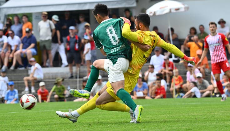 July 31, 2026 Soccer Season 2026–2027 Exhibition Match Friendly Match Preseason Match SC Freiburg SpVgg Greuther Fürth Kleeblatt Sports Photo Zink xwoxzix Regulations prohibit any use of photographs as image sequences and or quasi-video; for editorial use only Shinta AppElkamp 8, SpVgg Greuther Fürth; Mio Backhaus 1, SC Freiburg