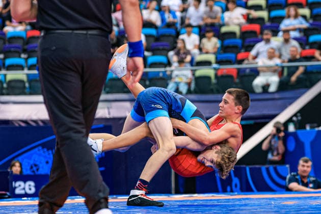 U17 Wrestling World Championships, 48 kg Freestyle: Kooper Joshua Deputy (USA) defeated Bogdan Sapojnic (GER) Copyright: xUnitedxWorldxWrestlingx xAmirrezx UWW-U17-WC-BAKU-2026