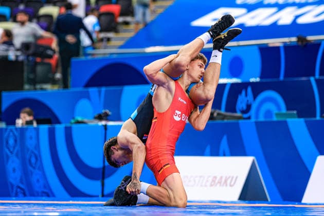 U17 Wrestling World Championships, 55kg Freestyle: Adrian Airich (GER) def. Patrik Vetrak (SVK) Copyright: xUnitedxWorldxWrestlingx xAmirrezx UWW-U17-WC-BAKU-2026