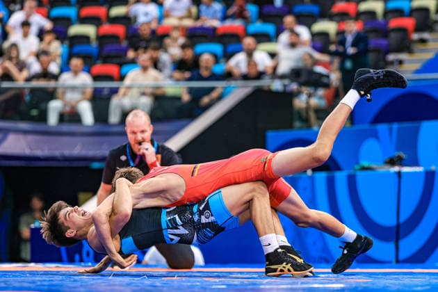 U17 Wrestling World Championships, 55kg Freestyle: Adrian Airich (GER) def. Patrik Vetrak (SVK) Copyright: xUnitedxWorldxWrestlingx xAmirrezx UWW-U17-WC-BAKU-2026