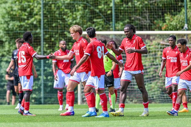 260731 Standard de Liege vs Arminia Bielefeld Ibe Hautekiet (25) of Standard CL scores 1-0 and Standard celebrate during a friendly soccer game in the preparations ahead of the Jupiler Pro League season 2026 - 2027 between Standard de Liege and Arminia Bielefeld from Germany on July 31 , 2026 in Liege, Belgium. (Photo by Stijn Audooren Isosport) Liege SL16 Football Campus Liege Belgium  Copyright: xIsosportxStijnxAudoorenx