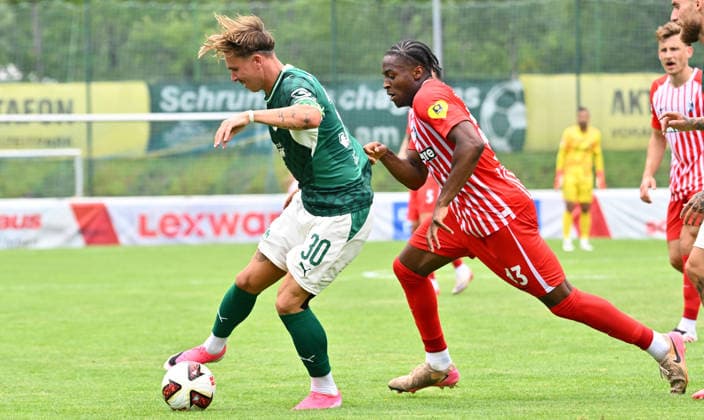 July 31, 2026 Soccer Season 2026–2027 Exhibition Match Friendly Match Preseason Match SC Freiburg SpVgg Greuther Fürth Kleeblatt Sports Photo by Zink xwoxzix; regulations prohibit any use of photographs as image sequences and or quasi-video; for editorial use only. Felix Klaus 30, SpVgg Greuther Fürth Bruno Ogbus 43, SC Freiburg