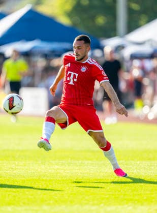 July 30, 2026, 2026–2027 Bundesliga, FC Bayern Munich training camp in Rottach Egern on Lake Tegernsee, Bavaria; friendly match between FC Rottach Egern and FC Bayern Munich; Arijon Ibrahimovic of Bayern Munich in action