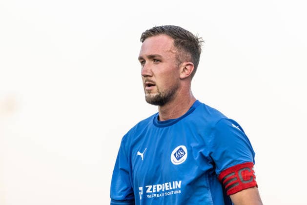 Cropped Single-Frame Portrait of Nicolai Weissenbacher, VfB Friedrichshafen, 14, Friedrichshafen, Zeppelin Stadium, Baden-Württemberg, Germany