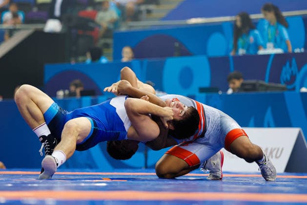 U17 Wrestling World Championships, 65 kg Freestyle: Magomed Salimgereevitch Ibragimov (RUS) defeated Jovani Isaias Solis (PUR) by fall Copyright: xKostadinxAndonovx UWW-U17-WC-BAKU-2026