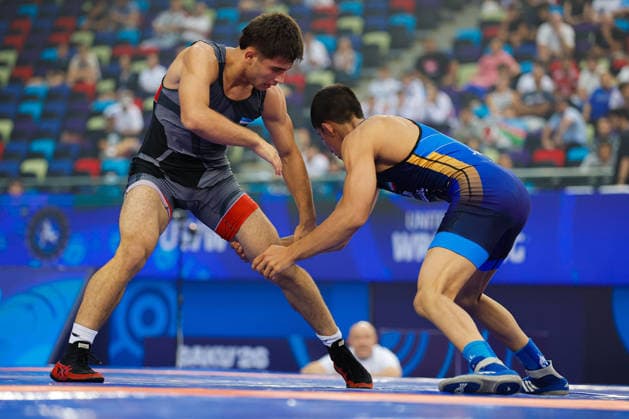 U17 Wrestling World Championships, 65 kg Freestyle: Shokhiddin Aliev (UZB) def. Sam Keyvan Arshadghasabsaraei (IRI) Copyright: xKostadinxAndonovx UWW-U17-WC-BAKU-2026