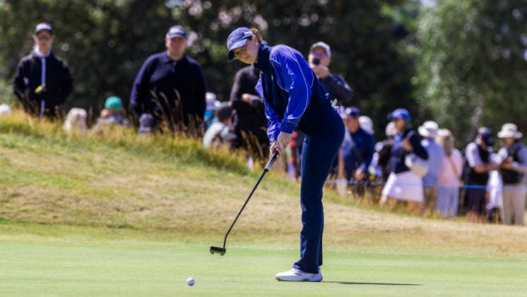 LYTHAM ST ANNES, ENGLAND 20260730 Linn Grant puts for a birdie on the fourth hole during the second day of competition at the AIG Open at Royal Lytham St Annes Golf Club, LANCASHIRE, ENGLAND x1019x  Copyright: xChristerxHöglundx AIG WOMENS OPEN GOLF