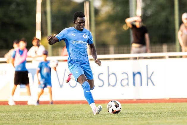 VfB Friedrichshafen vs. SSV Ulm 1846 Soccer, WfV Cup, 2nd Round, Zeppelinstadion Friedrichshafen, July 29, 2026; Cutout, Single Image, Portrait: Omar Bun Ceesay, VfB Friedrichshafen, 06 VfB Friedrichshafen vs. SSV Ulm 1846 Soccer, Football, WFV Cup, Round 2, Zeppelinstadion Friedrichshafen, July 29, 2026 Photo by Lucca Fundel Friedrichshafen Zeppelinstadion Baden-Württemberg Germany