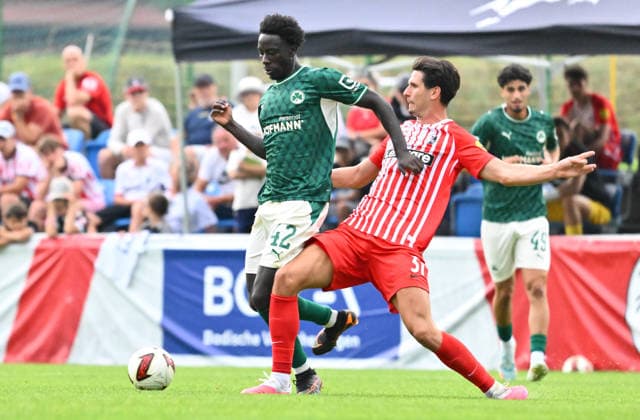 July 31, 2026 Soccer Season 2026–2027 Exhibition Match Friendly Match Preseason Match SC Freiburg SpVgg Greuther Fürth Kleeblatt Sports Photo by Zink xwoxzix; regulations prohibit any use of photographs as image sequences and or quasi-video; for editorial use only. Omar Sillah 42, SpVgg Greuther Fürth; Igor Matanovic, 31, SC Freiburg