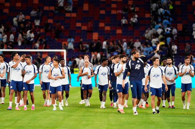 HONGKONG-SOCCER FOOTBALL-FEST A general view showing team Manchester City during open training at Kai Tan Stadium during the Hong Kong Football Festival 2026 in Hong Kong, July 31, 2026. NEXPHER Vernon Yuen HONG KONG