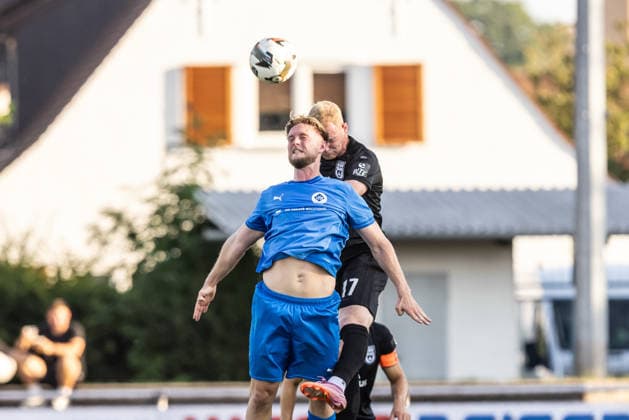 VfB Friedrichshafen vs. SSV Ulm 1846 Soccer, WfV Cup, 2nd Round, Zeppelinstadion Friedrichshafen, July 29, 2026, photo by Dennis Blaser, VfB Friedrichshafen, 22, Leon Müller, SSV Ulm 1846, soccer, 17 VfB Friedrichshafen vs. SSV Ulm 1846, soccer, WfV Cup, Round 2, Zeppelin Stadium, Friedrichshafen, July 29, 2026. Photo by Lucca Fundel, Friedrichshafen, Zeppelin Stadium, Baden-Württemberg, Germany