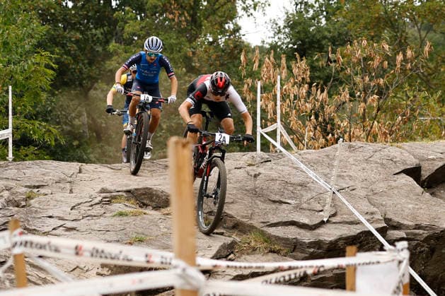 July 31, 2026, Monteceneri, Monte Ceneri, 2026 UEC MTB European Championship XCR Team Relay Final: Cross-country team relay with Nicolas Halter 2A (SUI), U23 Men, and Filippo Fontana 1A (ITA), Elite Men, at the start of the race in Monteceneri, Monte Ceneri, Ticino, Switzerland Copyright: xJustPictures.ch FrancescoxMinghettix jp-en-FrMi-_NG_0008