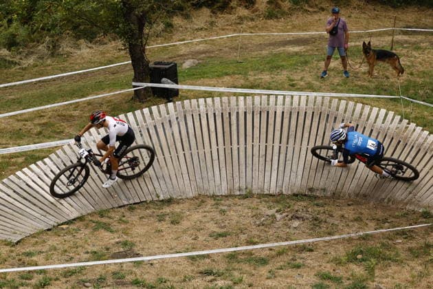 July 31, 2026, Monteceneri, Monte Ceneri, 2026 UEC MTB European Championship XCR Team Relay Final: Cross-country team relay with Nicolas Halter 2A (SUI), U23 Men, and Filippo Fontana 1A (ITA), Elite Men, at the start of the race in Monteceneri, Monte Ceneri, Ticino, Switzerland Copyright: xJustPictures.ch FrancescoxMinghettix jp-en-FrMi-_NG_0023