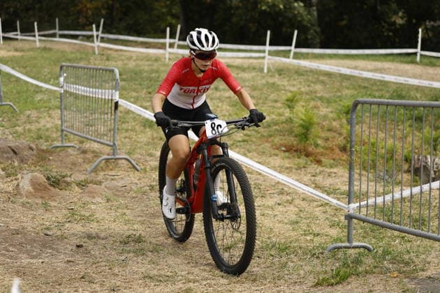 July 31, 2026, Monteceneri, Monte Ceneri, 2026 UEC MTB European Championship XCR Team Relay Final—Cross-Country Team Relay: Azize Bekar 8C TUR, Elite Women, Monteceneri, Monte Ceneri, Ticino, Switzerland Copyright: xJustPictures.ch FrancescoxMinghettix jp-en-FrMi-_NG_0452