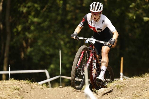 July 31, 2026, Monteceneri, Monte Ceneri, 2026 UEC MTB European Championship XCR Team Relay Final—Cross-Country Team Relay: Anja Grossmann, 2nd place, SUI, Junior Women, Monteceneri, Monte Ceneri, Ticino, Switzerland Copyright: xJustPictures.ch FrancescoxMinghettix jp-en-FrMi-_NG_0488