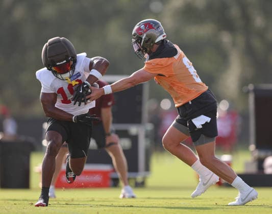 July 31, 2026: Tampa Bay Buccaneers quarterback Baker Mayfield (6) during training camp at AdventHeath Training Center in Tampa, FL. Taylor McFee CSM Tampa USA - ZUMAc04_ 20260731_zma_c04_041 Copyright: xTaylorxMcfeex