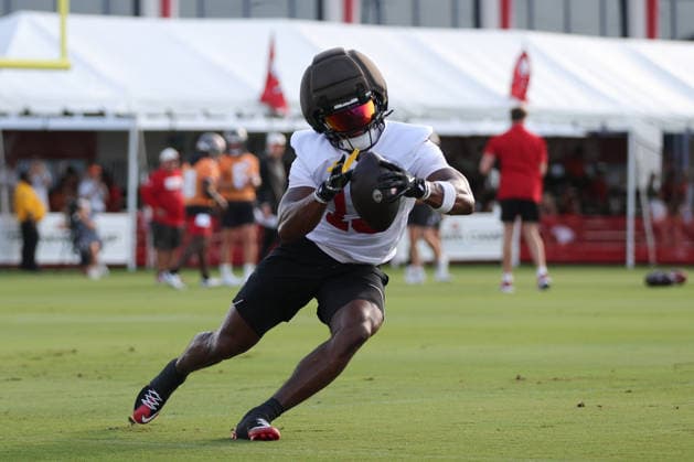 July 31, 2026: Tampa Bay Buccaneers wide receiver Kameron Johnson (19) during training camp at AdventHeath Training Center in Tampa, FL. Taylor McFee CSM Tampa USA - ZUMAc04_ 20260731_zma_c04_046 Copyright: xTaylorxMcfeex