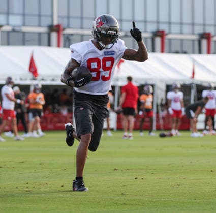 July 31, 2026: Tampa Bay Buccaneers wide receiver Dennis Houston (89) during training camp at AdventHeath Training Center in Tampa, FL. Taylor McFee CSM Tampa USA - ZUMAc04_ 20260731_zma_c04_056 Copyright: xTaylorxMcfeex