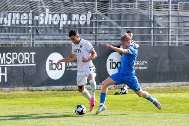 From left: David Mamutovic (SVS), 7, Maiko Rene Hertel (TSG), 18, tackle, game scene, duel, tackle, tackling, dynamic, action, 07 31 2026, Sandhausen, Germany, soccer, bfv Association Cup, 3rd round, SV Sandhausen vs. TSG 1862 09 Weinheim xozx