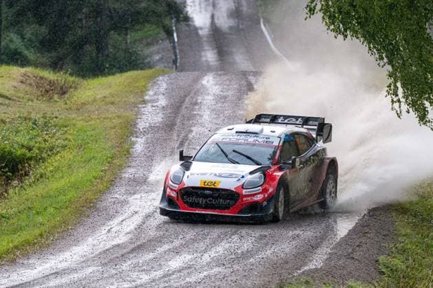 IPA87139514 - M?rti?ö Sesks (LAT) and Ren?rs Francis (LAT) in an M Ford World Rally Team Ford Puma Rally1 in action during the FIA WRC, Motorsport Rallye, WM Secto Rally Finland in Jyväskylä, Finland, July 30–August 2, 2026.  Copyright: xFedericoxManoni IPAxSportx xx 87139514