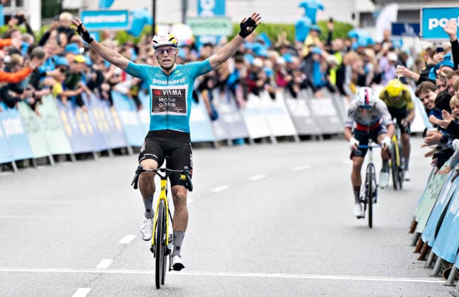 DENMARK PostNord Danmark Rundt Stage 3 Wout Van Aert of Team Visma Lease a Bike wins Stage 3 of PostNord Danmark Rundt, Friday, July 31, 2026 The stage is 202.9 kilometers long and runs from Fredericia to Vejle Photo: Henning Bagger, Ritzau Scanpix, Vejle, Denmark  Copyright: HenningxBagger HenningxBaggerx spdk20260731-183305-L