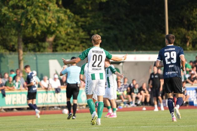 Soccer I Men s I 2026–2027 Season I Regionalliga Nord I Matchday 1 I SV Werder Bremen U23 vs. VfB Oldenburg I July 31, 2026 Paul Bellmann 22, SV Werder Bremen II appeals for a foul Bremen Stadium Grounds Field 11 Bremen, Germany Copyright: xLobeca JonasxBoningx