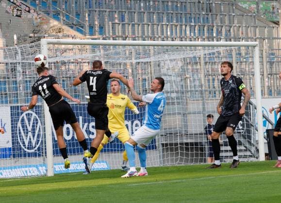 CFC vs. BFC Preussen, July 31, 2026, Chemnitz, eins Stadium on Gellertstrasse, Sports, Soccer, Northeast Regional League 2026–2027, Matchday 2, CFC, CFC vs. BFC Preussen: Danger in front of the Berlin goal, Alexander Dikarev on the ball, Chemnitz, Saxony, Germany
