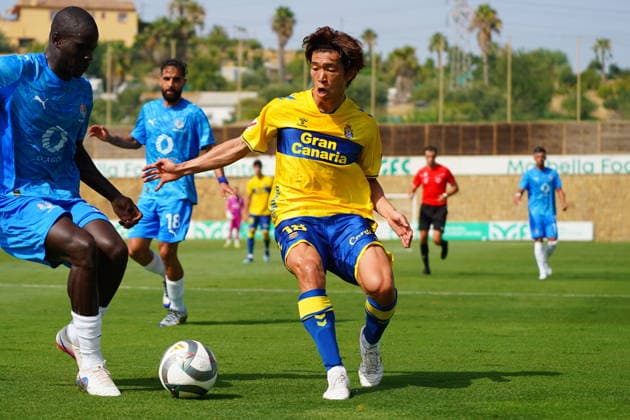 Taisei Miyashiro of Las Palmas during the friendly match between Las Palmas UD and Neom SC played at the Marbella Football Center on July 31, 2026, in Spain Copyright: xCristobalxOrtegax xAgenciaxLOFx