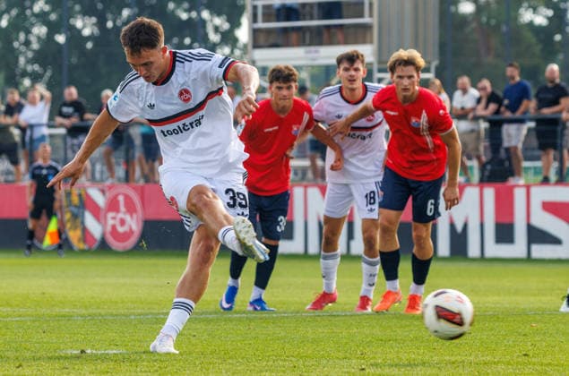 July 31, 2026 Soccer Season 2026–2027 Bavarian Regional League Matchday 2 FC Nuremberg FCN II vs. SpVgg Unterhaching Women s Team xdaxmax Goal: 1–0, Shot on goal, Scorer: Joel Skowronek 39, 1 FC Nuremberg FCN II (penalty kick)
