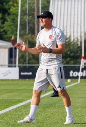 July 31, 2026 Soccer Season 2026–2027 Bavarian Regional League Matchday 02 1. FC Nürnberg FCN II vs. SpVgg Unterhaching Women s Team xdaxmax Andreas Andy Wolf, Coach of 1. FC Nürnberg FCN II, gives instructions, gesturing and directinggives instructions