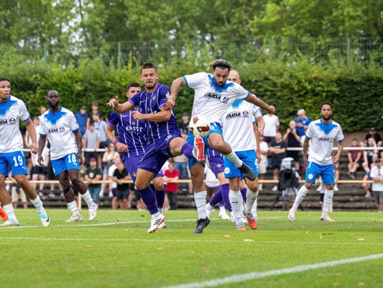 Soccer, Men s, 2026–2027 Season, Regionalliga Nordost, Matchday 2, SV Tasmania Berlin vs. FC Erzgebirge Aue, from left: Patrick Kapp (Aue), Abdulkadir Beyazit (Tasmania), July 31, 2026, Copyright: xSebastianxRäppold MatthiasxKochx