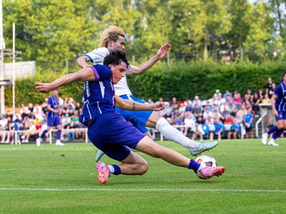 Soccer, Men s, 2026–2027 Season, Regionalliga Nordost, Matchday 2, SV Tasmania Berlin vs. FC Erzgebirge Aue, from left: Maxim Burghardt (Aue), Rintaro Yajima (Tasmania), July 31, 2026, Copyright: xSebastianxRäppold MatthiasxKochx