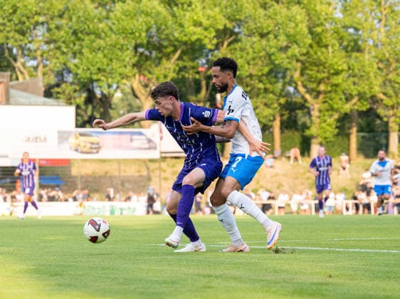 Soccer, Men s, 2026–2027 Season, Regionalliga Nordost, Matchday 2, SV Tasmania Berlin vs. FC Erzgebirge Aue, from left: Tim Maciejewski (Aue), Deji Beyreuther (Tasmania), July 31, 2026, Copyright: xSebastianxRäppold MatthiasxKochx