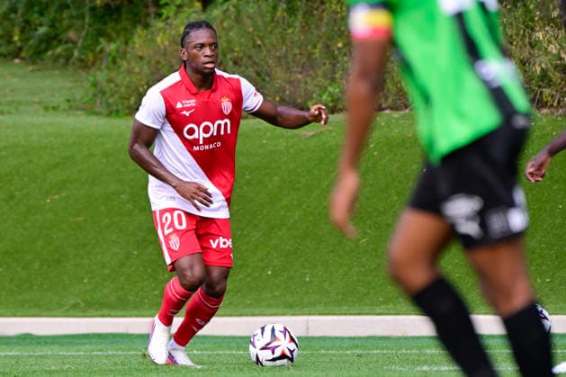 FOOTBALL : AS Monaco VS Cercle Bruges - 31 07 2026 Nazinho (ASM) - Pre-season friendly between AS Monaco and Cercle Bruges, on July 31, 2026 at the AS Monaco Performance Center. La TurbieFrance  Copyright: xWilliamxCannarellax