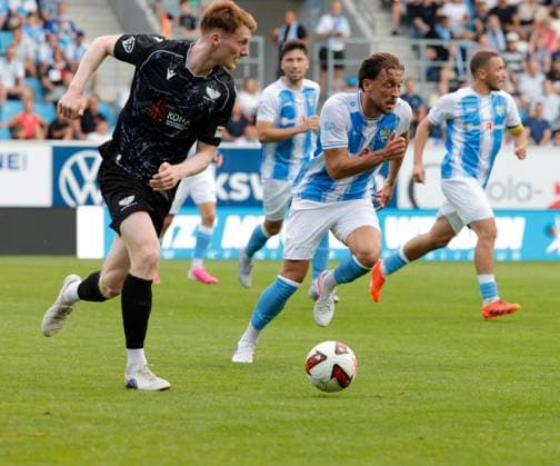 CFC vs. BFC Preussen, July 31, 2026, Chemnitz, eins Stadium on Gellertstrasse, Sports, Soccer, Northeast Regional League 2026–2027, Matchday 2, CFC, CFC vs. BFC Preussen (from left to right: Nikolas Frank and Dennis Slamar), Chemnitz, Saxony, Germany