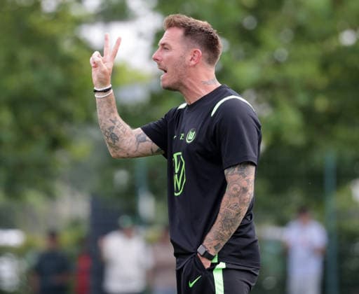 Coach Tobias Strobl, VfL Wolfsburg Soccer, Men s Team, 2026–2027 Season, 2nd Division, VfL Wolfsburg vs. SC Telstar, Friendly Match, Preseason, 3–1. DFL regulations prohibit any use of photographs as image sequences and or quasi-video.