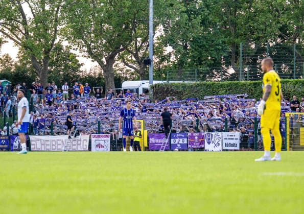 Soccer, Men s, 2026–2027 Season, Regionalliga Nordost, Matchday 2, SV Tasmania Berlin vs. FC Erzgebirge Aue, Aue fans in the visitors section, July 31, 2026, Copyright: xSebastianxRäppold MatthiasxKochx