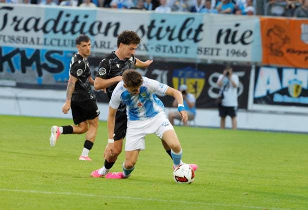 CFC vs. BFC Preussen, July 31, 2026, Chemnitz, eins Stadium on Gellertstrasse, Sports, Soccer, Northeast Regional League 2026–2027, Matchday 2, CFC, CFC vs. BFC Preussen (from left to right: Maurice Covic and Tobias Stockinger), Chemnitz, Saxony, Germany