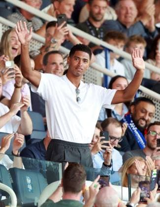 Jude Bellingham watches from the stands Brimingham City v FC Barcelona, Barca Pre Season Friendly, Football, St Andrew s at Knighthead Park, Birmingham, UK - 31 Jul 2026Birmingham St Andrew s at Knighthead Park United Kingdom EDITORIAL USE ONLY No use with unauthorised audio, video, data, fixture lists, club league logos or live services. Online in-match use limited to 120 images, no video emulation. No use in betting, games or single club league player publications. Copyright: xKieranxMcManus Shutterstockx 17024229m