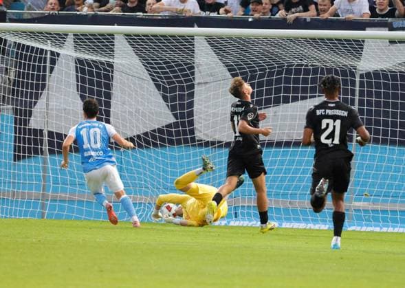 CFC vs. BFC Preussen, July 31, 2026, Chemnitz, eins Stadium on Gellertstrasse, Sports, Soccer, Northeast Regional League 2026–2027, Matchday 2, CFC, CFC vs. BFC Preussen Goal for CFC by Domenico Alberico, Chemnitz, Saxony, Germany