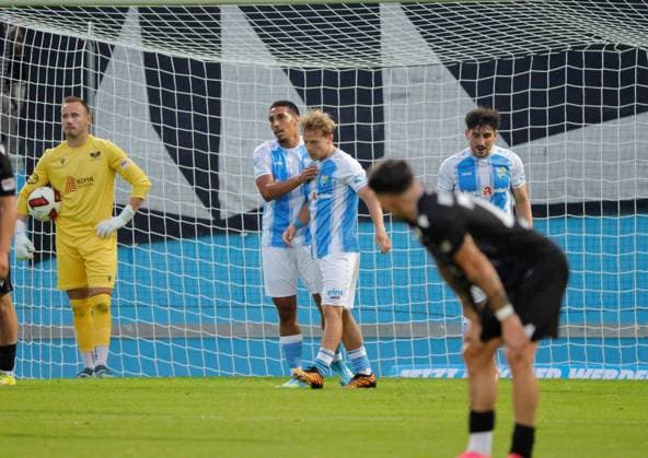 CFC vs. BFC Preussen, July 31, 2026, Chemnitz, Eins Stadium on Gellertstrasse, Sports, Soccer, Northeast Regional League 2026–2027, Matchday 2, CFC, CFC vs. BFC Preussen: Goal celebration at CFC; on the right is goal scorer Domenico Alberico, Chemnitz, Saxony, Germany